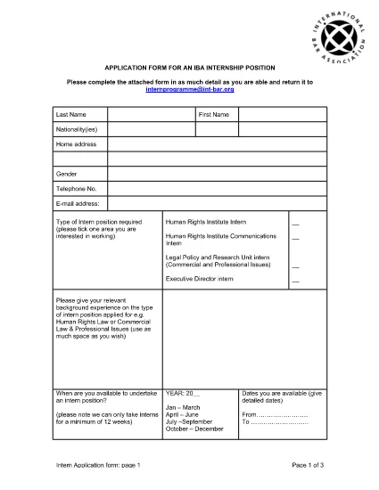 Internship Position Application Form