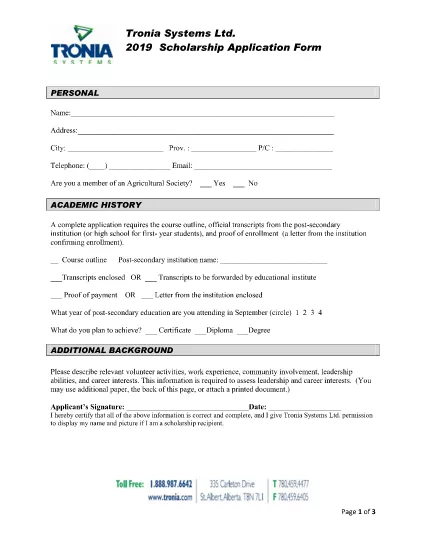 Basic Scholarship Application Form