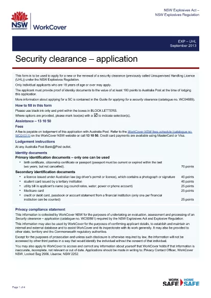 Security Clearance Application