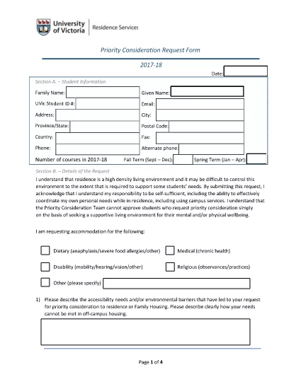 Orvosi Priority Consideration Request Form