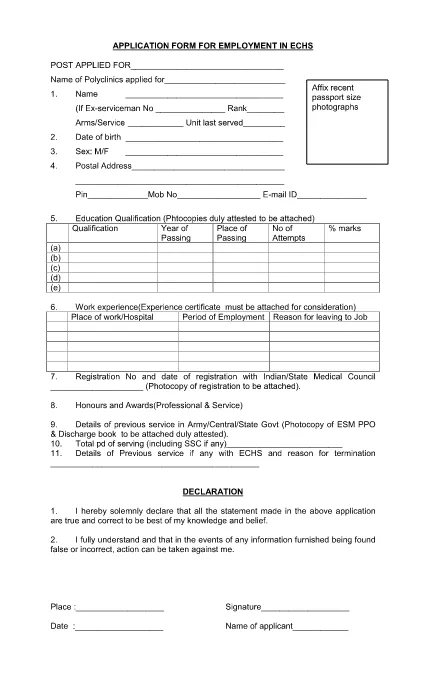 Medical Internship Application Information Form