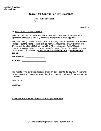 Background Check Application Form