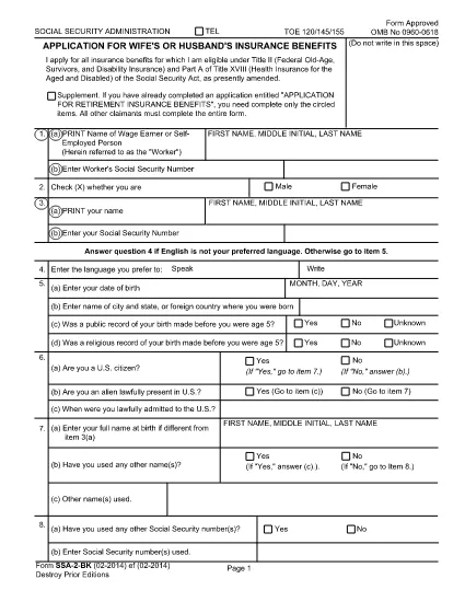 Social Security Insurance Application Form