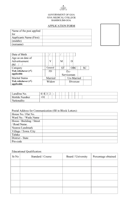 Medical College Application Form