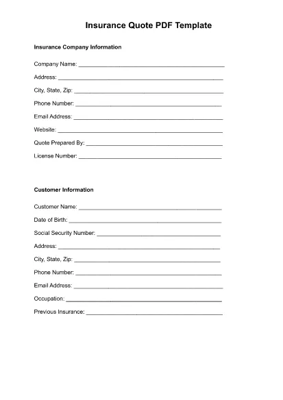 Insurance Quote PDF Template