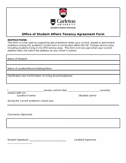 Tenancy Agreement Application Form