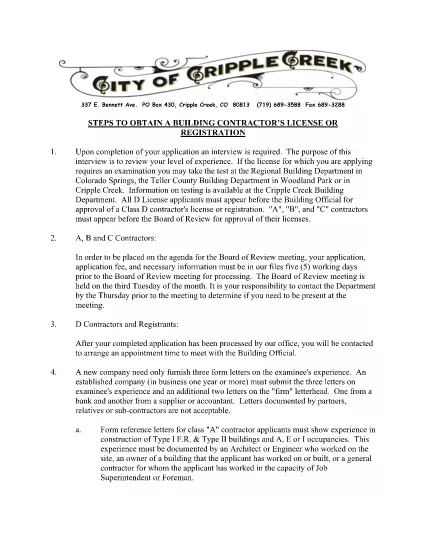 General Contractor License Application Form