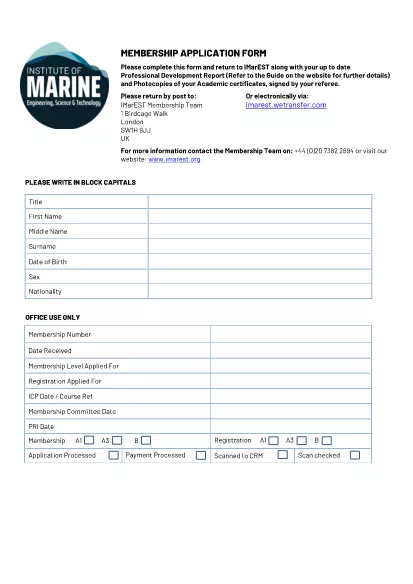 Membership Application Form Sample 