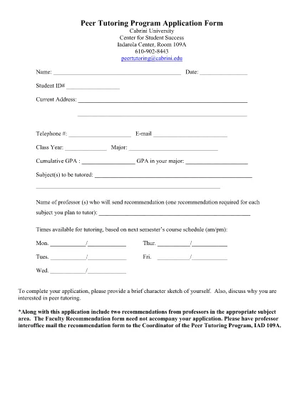 Tutor Course Application Form