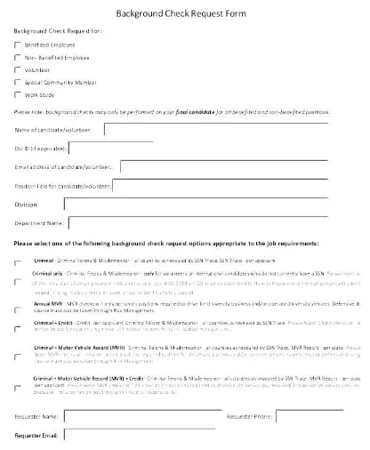 Background Check Request Form