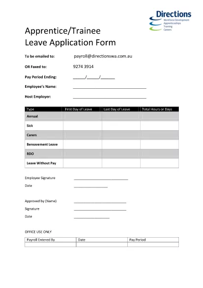 Trainee Leave Application Form