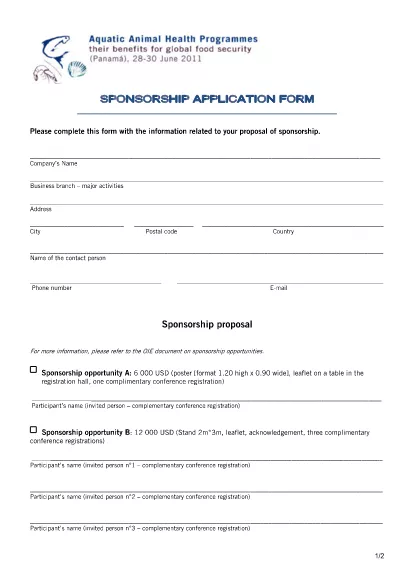 Sponsorship Proposal Application Form