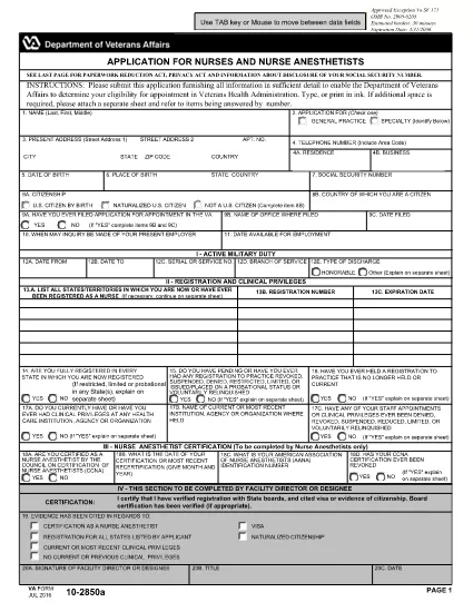 Application for Nurses and Nurse Anesthetists