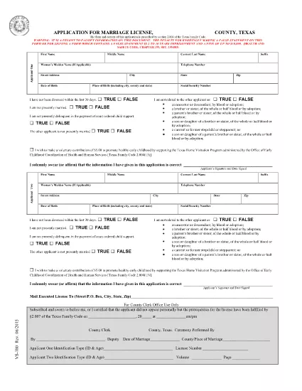 Application for Marriage License