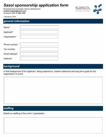 Company Sponsorship Application Form