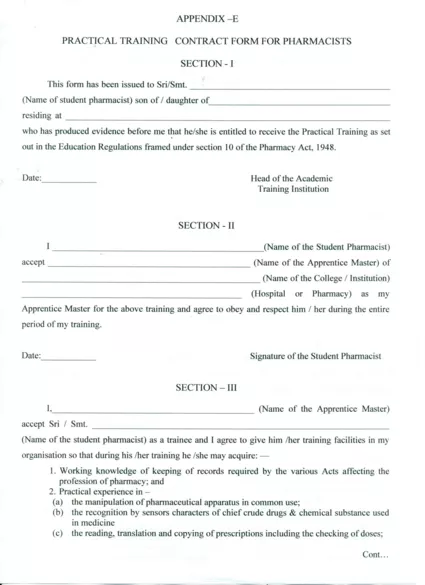 Practical Training Application Form