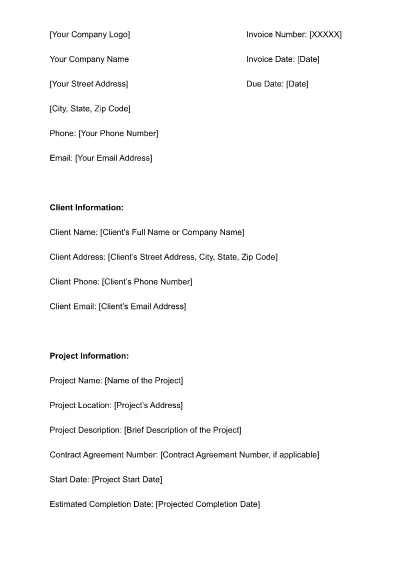 Construction Invoice Template