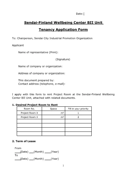 Project Tenancy Application Form