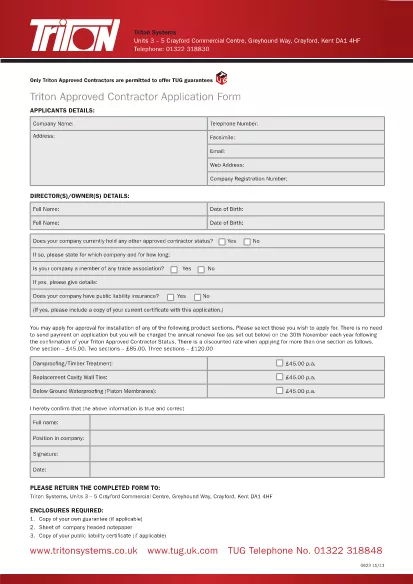 Approved Contractor Application Form