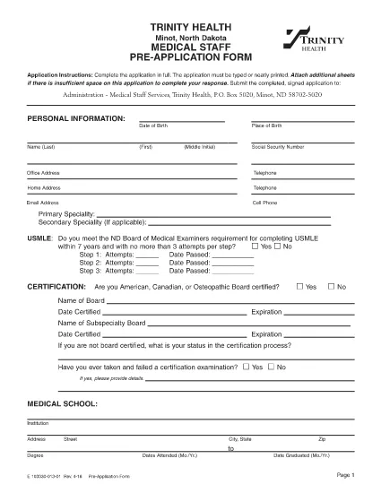 Formulário de aplicação do pessoal médico