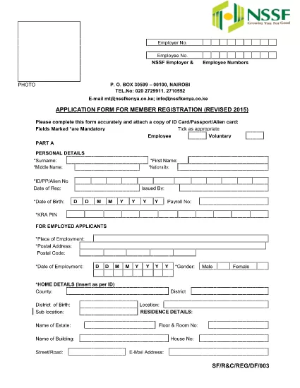 Membership Registration Application From