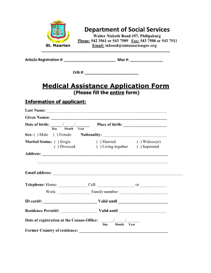 Antragsformular für medizinische Assistentin