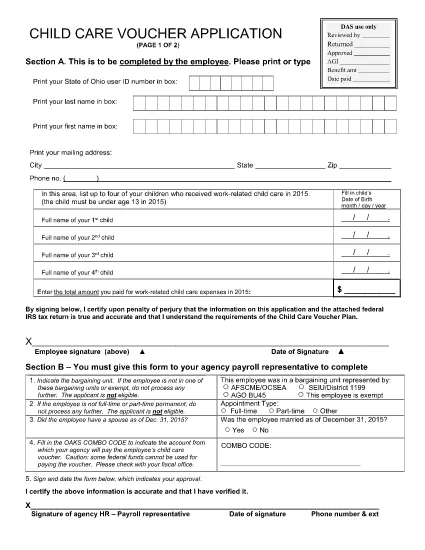 Child Care Voucher Application Form