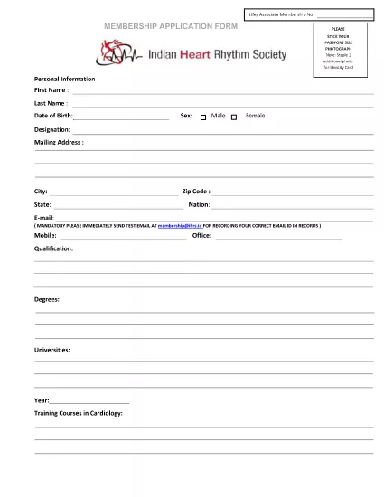 Simple Membership Application Form