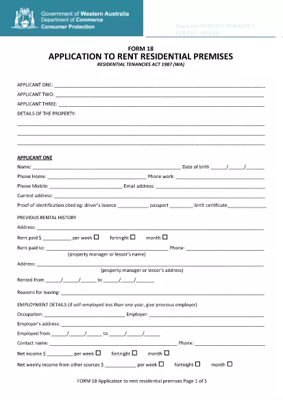 Legal Apartment Rental Application Form