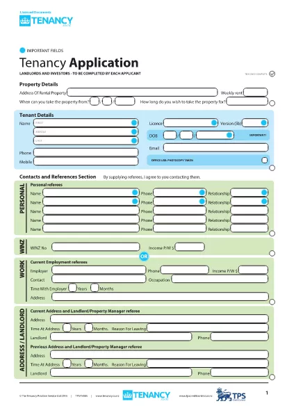Licensed Tenancy Application Form