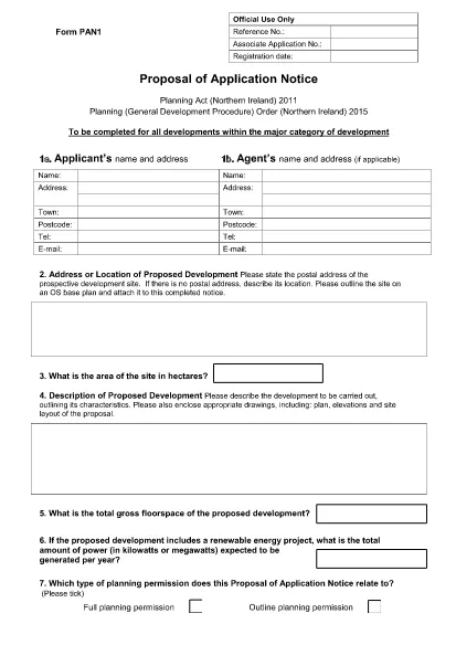 Proposal Application Notice Form