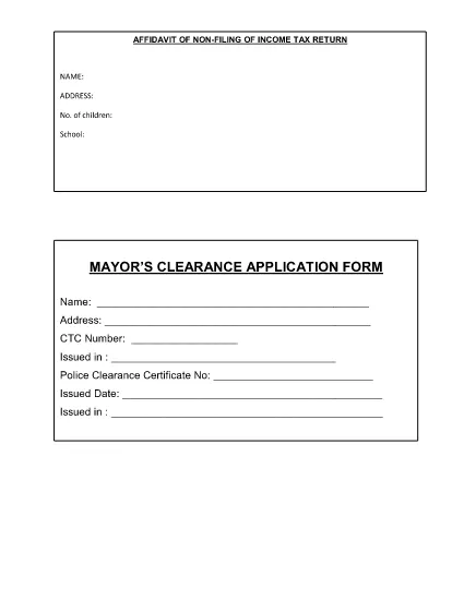 Mayor's Clearance Application Form