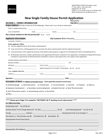 Residential Construction Application Form