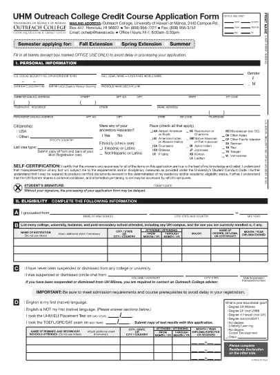 College Course Application Form