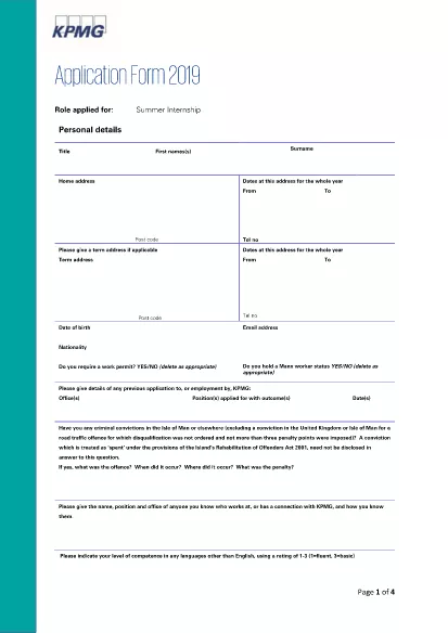 Summer Internship Application Form