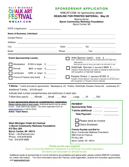 Festival Sponsorship Application Form