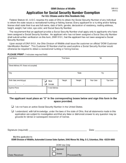 Social Security Number Application Form