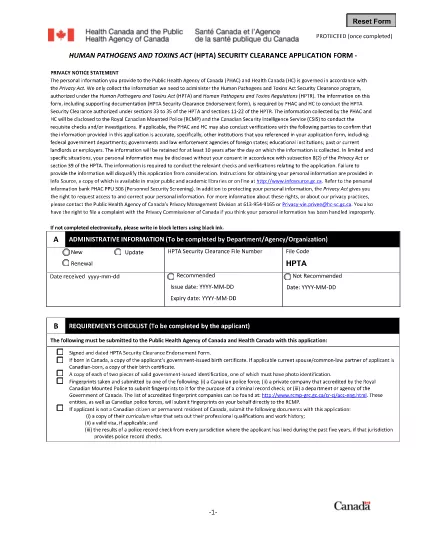 Security Clearance Application Form
