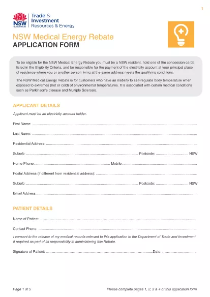 Medical Energy Electricity Retailer Application Form