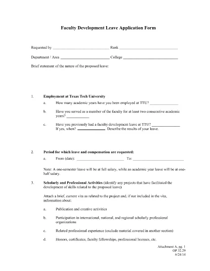 Faculty Development Leave Application Form