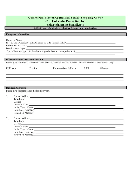 Commercial Rental Application