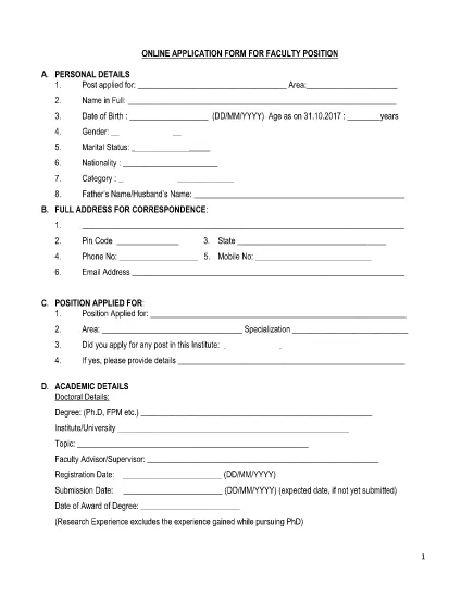 Faculty Application Form
