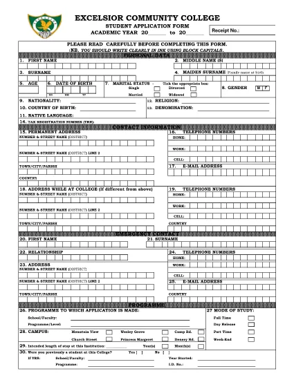 Community College Application Form