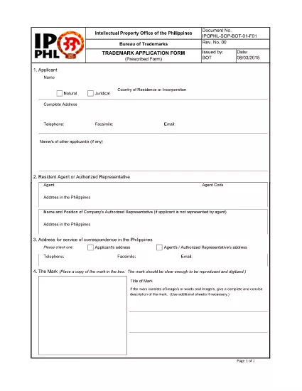Intellectual Property Trademark Application Form